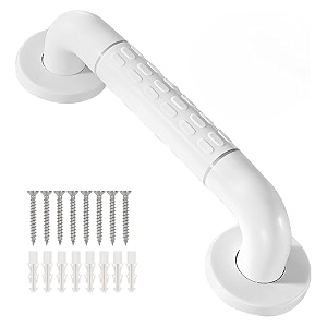 plantex 12 inch strong abs grab bar for toilet with gripbathroom support for elderly people with luminous grip - pack of 1 white