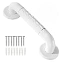 Plantex 12 Inch Strong ABS Grab Bar for Toilet with Grip/Bathroom Support for Elderly People with Luminous Grip - Pack of 1 (White)