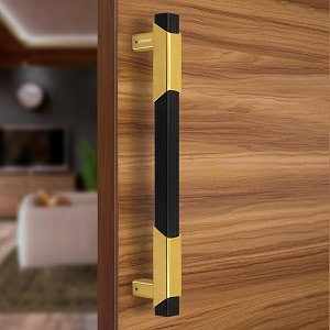 plantex 14 inch main door handlealuminium door handlepull-push door handledoor accessories pack of 1 black amp gold