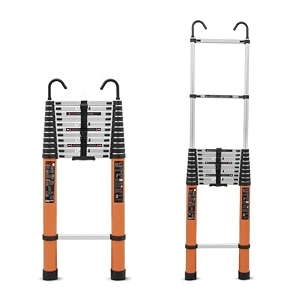 plantex 157 feet 48m telescopic ladderdurable stepscollapsible ladder for home or outdoor workaluminium telescopic ladder - orange