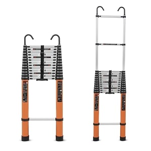 plantex 1804 feet 55m aluminium telescopic ladderfoldable amp collapsible extension ladder for home and outdoor work - orange
