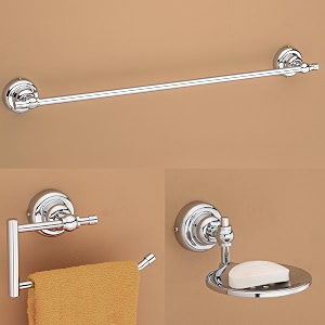 plantex 304 grade stainless steel bathroom accessories set of 3 - towel hangernapking holderdual soap holder for bathroom - skyllo chrome
