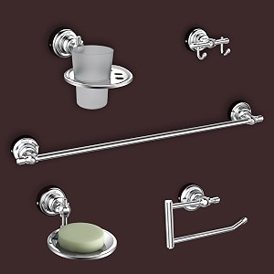 plantex 304 grade stainless steel bathroom accessories set of 5 - towel rodhand napkin hanger for wash basinsoap casetoothbrush holderrobe hook - skyllo chrome
