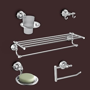 plantex 304 grade stainless steel bathroom accessories set of 5 - towel standnapkin ringsoap dishtoothbrush holderrobe hanger - skyllo chrome