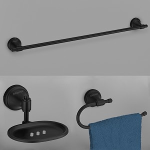 plantex 304 grade stainless steel towel hangernapkin ring for wash basinsoap holderbathroom accessories set of 3 black niko