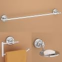 Plantex 304 Grade Stainless Steel Bathroom Accessories Set of 3 - Towel Hanger/Napking Holder/Dual Soap Holder for Bathroom - Skyllo (Chrome)