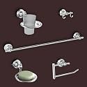 Plantex 304 Grade Stainless Steel Bathroom Accessories Set of 5 - Towel Rod/Hand Napkin Hanger for Wash Basin/Soap Case/Toothbrush Holder/Robe Hook - Skyllo (Chrome)
