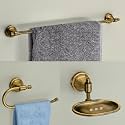 Plantex 304 Grade Stainless Steel Bathroom Accessories Set of 3 - Towel Hanger/Napking Holder/Soap Holder for Bathroom - Niko (Brass Antique)