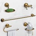 Plantex 304 Grade Stainless Steel Bathroom Accessories Set of 5 - Towel Rod/Hand Napkin Hanger for Wash Basin/Soap Case/Toothbrush Holder/Robe Hook - Niko (Brass Antique)