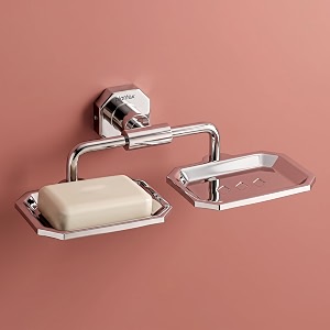 plantex 304 grade stainless steel dual soap holdersoap standsoap dishbathroom accessories - nipron chrome