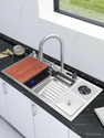 Plantex 304 Grade Stainless Steel Kitchen Sink with Integrated/Smart Waterfall Sink Waterfall,Dustbin and Digital Display - All in One Sink for Kitchen(38x18x9In) Vessel Sink (Matt)