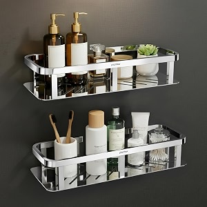 plantex 304 grade stainless steel shelf for bathroomstorage shelf for kitchen  bathroom accessories  pack of 2 12x5 inch chrome