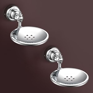 plantex 304 grade stainless steel soap dishsoap standbathroom soap holderbathroom accessories - pack of 2 skyllo chrome