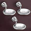 Plantex 304 Grade Stainless Steel Soap Dish/Soap Holder for Bathroom/Soap Stand/Bathroom Accessories Pack of 3, Skyllo (Chrome)