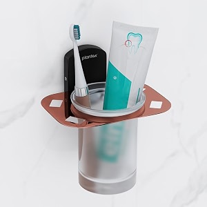 plantex 304 grade stainless steel tumbler holdertooth brush holder for bathroombathroom accessories - pack of 1 parv-rose gold amp black