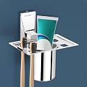 Plantex 304 Grade Stainless Steel Tumbler Holder/Tooth Brush Holder for Bathroom Accessories - Crystal (Chrome)