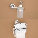 Plantex 304 Grade Stainless Steel Washroom Set of 2 - Toilet Paper Holder/Stand/Liquid Soap Dispenser - Niko (Chrome)