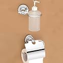Plantex 304 Grade Stainless Steel Washroom Set of 2 - Toilet Paper Holder/Stand/Liquid Soap Dispenser - Skyllo (Chrome)