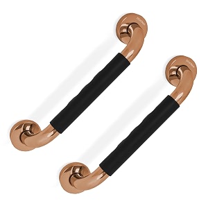 plantex 304 stainless steel grab bar for toilet with grip13 inch anti-slip handle for bathroom support - pack of 2 rose gold amp black
