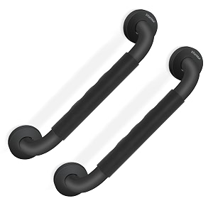 plantex 304 stainless steel grab bar for toilet with grip13 inch anti-slip handle for bathroom support - pack of 2 black