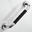 Plantex 13 Inch 304 Stainless Steel Grab Bar for Toilet with Grip/Anti-Slip Handle for Bathroom Support - Pack of 1 (Chrome &amp; Black)