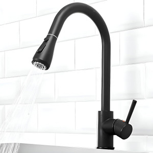 plantex 304 stainless steel hot-cold watersink mixer faucet with sprayer - black kitchen mixer faucet deck mount installation type