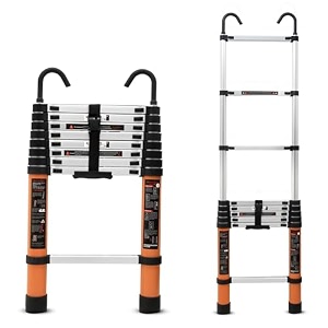 plantex 85 feet 26m telescopic ladderdurable stepscollapsible ladder for home or outdoor workaluminium telescopic ladder - orange