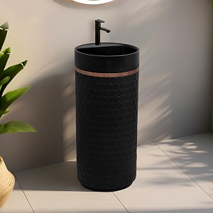plantex acrylic resin amp quartz matt pedestal basin for bathroomone piece pedestal free standing round wash basin for living roomhotel black