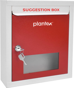 plantex all in 1 multipurpose letter boxsuggestion boxcomplaint boxdonation box with lock table top or wall mount red  ivory suggestion box
