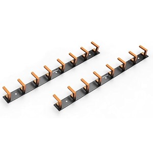 plantex aluminum hook rail with l-shape hooks for walls of bathroomkitchenhook rail bar for clothestowelkeys 8 hooks black amp gold - pack of 2