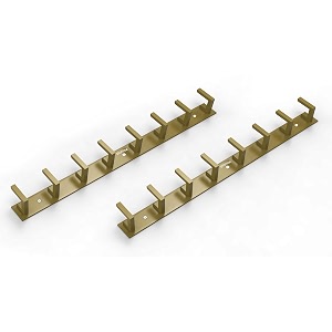 plantex aluminum hook rail with l-shape hooks for walls of bathroomkitchenhook rail bar for clothestowelkeys-pack of 2 8 hooks brass antique