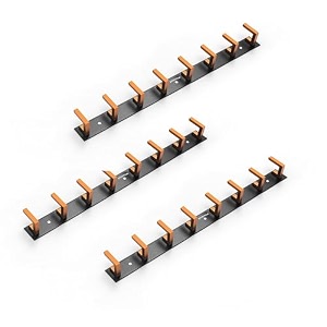 plantex aluminum hook rail with l-shape hook for clothes hanginghook rail bar for clothestowelkeys -pack of 3 8 hooksblack amp gold