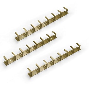 plantex aluminum hook rail with l-shape hooks for walls of bathroomkitchenhook rail bar for clothestowelkeys - pack of 3 8 hooks brass antique
