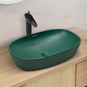 plantex basin for bathroomceramic table top wash basinover counter washbasin for restauranthotel square - matt green 23 x 145 x 5 inch