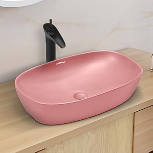 plantex basin for bathroomceramic table top wash basinover counter washbasin for restauranthotel matt pink 23 x 145 x 5 inch