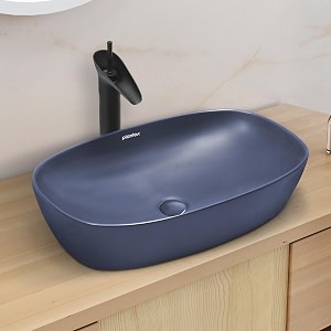 plantex basin for bathroomceramic table top wash basinover counter washbasin for restauranthotel matt blue - 23 x 15 x 55 inch
