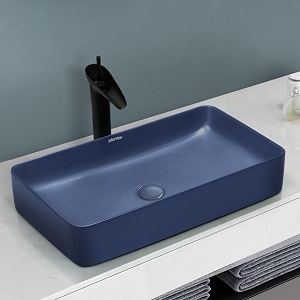 plantex basin for bathroomceramic table top wash basinover counter washbasin for restauranthotel matt blue - 24 x 14 x 45 inch
