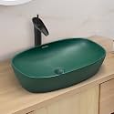 Plantex Basin for Bathroom/Ceramic Table Top Wash Basin/Over Counter Washbasin for Restaurant/Hotel (Square - Matt Green, 23 x 14.5 x 5 Inch)