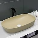 Plantex Basin for Bathroom/Ceramic Table Top Wash Basin/Over Counter Washbasin for Restaurant/Hotel (Matt Khaki, 23 x 14.5 x 5 Inch)