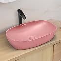 Plantex Basin for Bathroom/Ceramic Table Top Wash Basin/Over Counter Washbasin for Restaurant/Hotel (Matt Pink, 23 x 14.5 x 5 Inch)