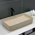 Plantex Basin for Bathroom/Ceramic Table Top Wash Basin/Over Counter Washbasin for Restaurant, Hotel (Rectangle - Matt Khaki, 24 x 14 x 4.5 Inch)