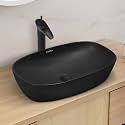 Plantex Wash Basin for Bathroom/Ceramic Counter Top Basin/Washbasin for Home/Office/Hotel - (Black &amp; Gold - 23.5 x 15 x 5.5 Inch)