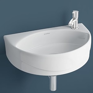 plantex ceramic basin with stainless steel pillar cockwall hung basindeck mount tapbasin for bathroom - cody - combo