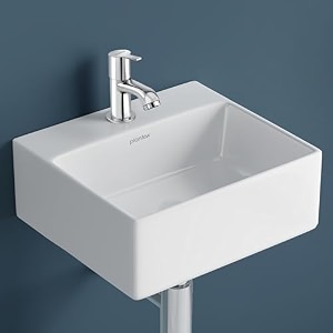 plantex ceramic basin with stainless steel pillar cockwall hung basindeck mount tapbasin for bathroom - cuba - combo