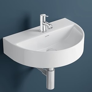 plantex ceramic basin with stainless steel pillar cockwall hung basindeck mount tapbasin for bathroom - cody - combo
