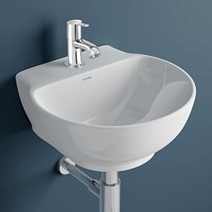 plantex ceramic basin with stainless steel pillar cockwall hung basindeck mount tapbasin for bathroom - rosy - combo