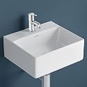 Plantex Ceramic Basin with Stainless Steel Pillar Cock/Wall Hung Basin/Deck Mount Tap/Basin for Bathroom - (Cuba - Combo)