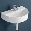Plantex Ceramic Basin with Stainless Steel Pillar Cock/Wall Hung Basin/Deck Mount Tap/Basin for Bathroom - (Cody - Combo)