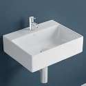 Plantex Ceramic Basin with Stainless Steel Pillar Cock/Wall Hung Basin/Deck Mount Tap/Basin for Bathroom - (Cody - Combo)