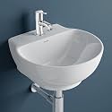 Plantex Ceramic Basin with Stainless Steel Pillar Cock/Wall Hung Basin/Deck Mount Tap/Basin for Bathroom - (Rosy - Combo)